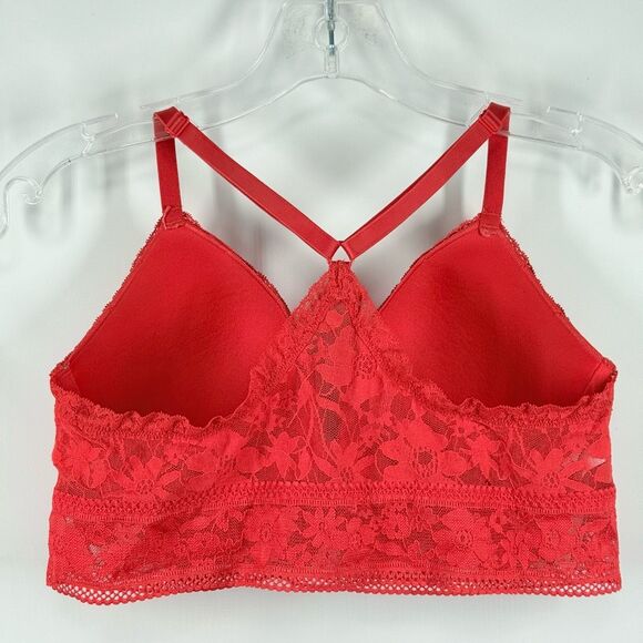 C32  Victoria’s Secret red lace padded racerback bralette size large - Picture 6 of 8
